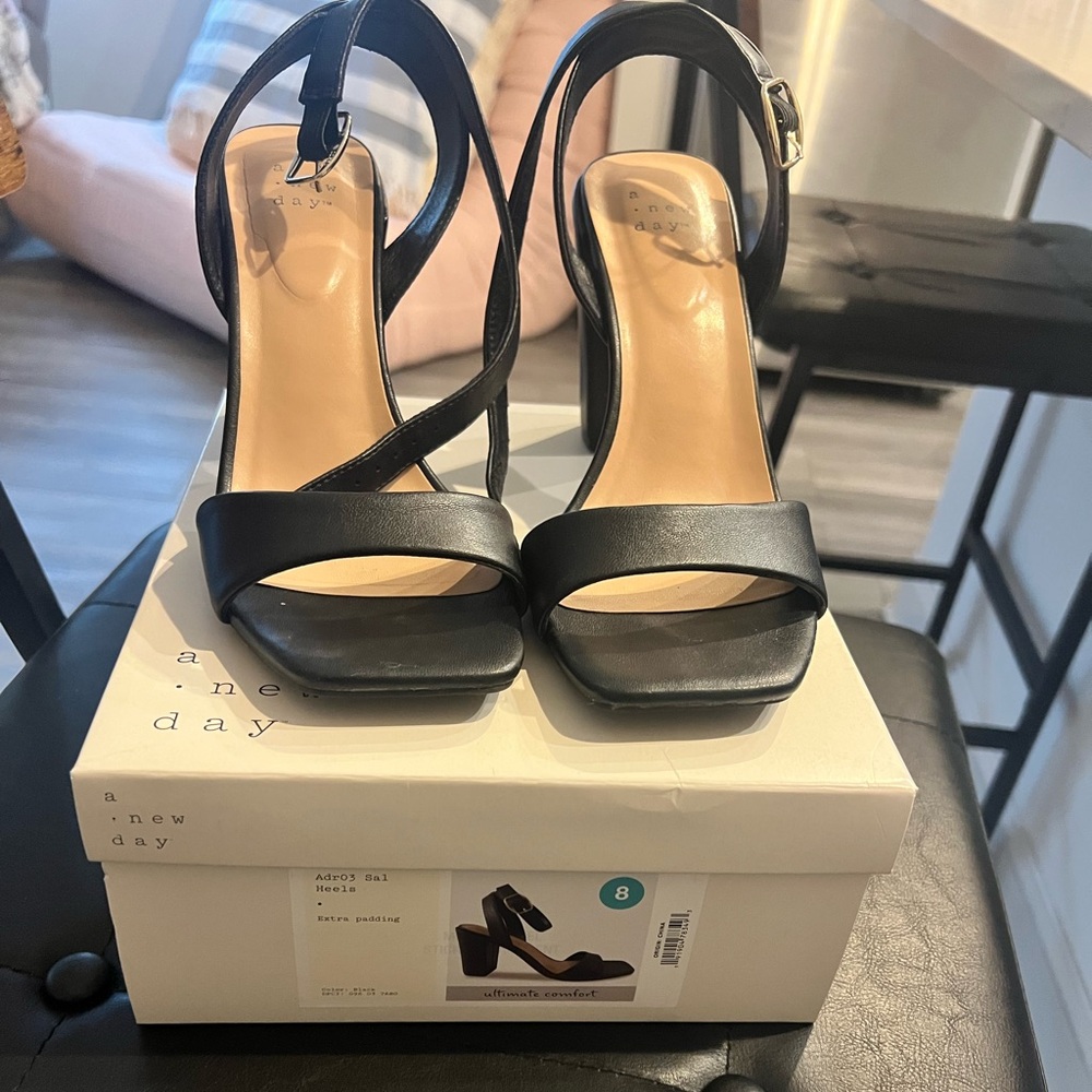A New Day Black Strappy Heels